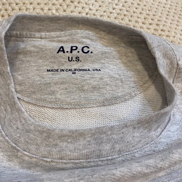 APC U.S. Logo & Stars on Long Sleeve Gray Retro Fit Pullover Sweatshirt MED NWOT - Picture 8 of 15